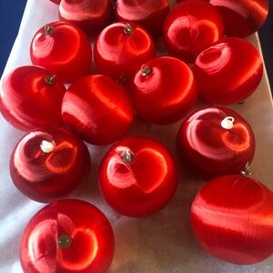 Vintage Red Satin Thread Christmas Tree Bauble Ornaments